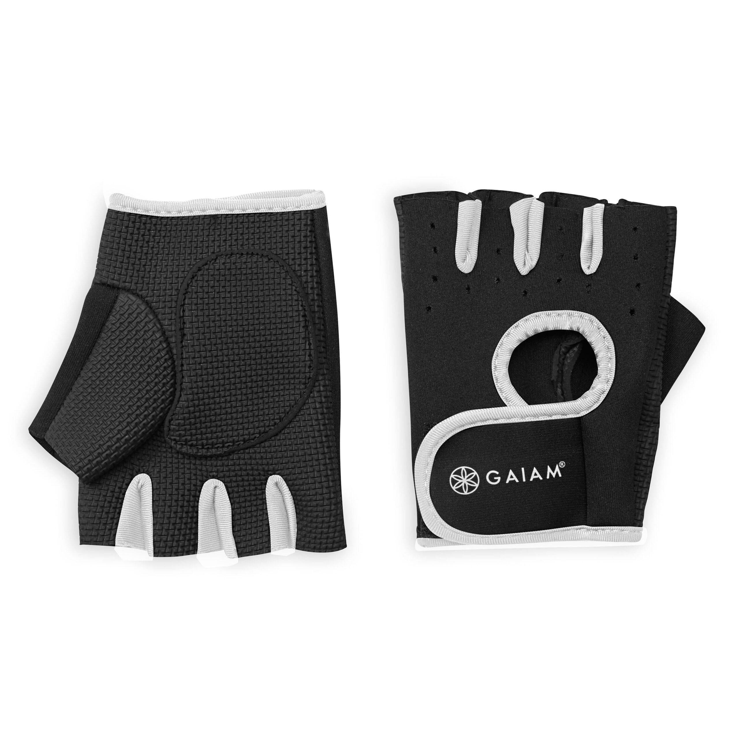 כפפות כושר שחור/לבן (מגוון מידות) Gaiam Fitness Gloves – תמונה 3