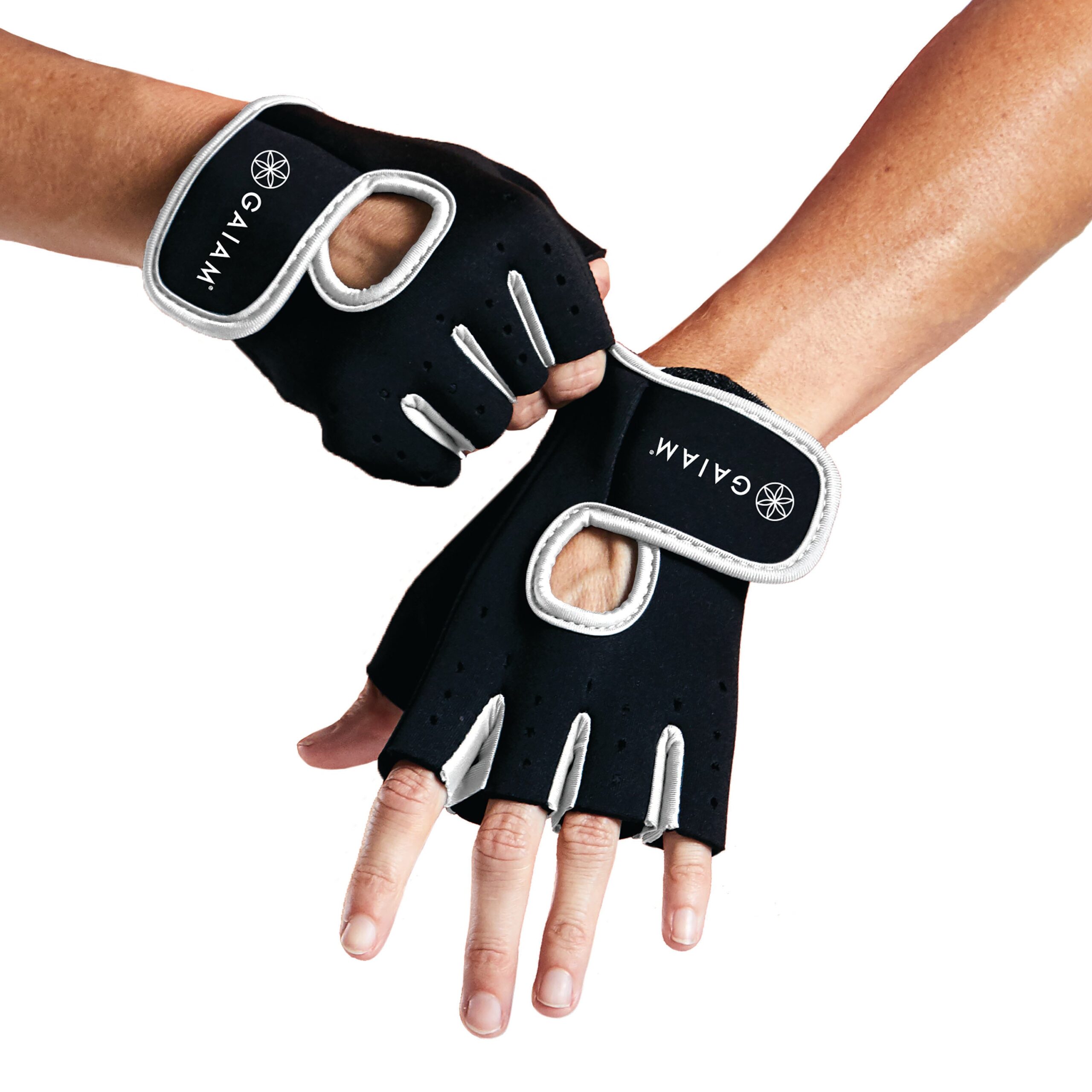 כפפות כושר שחור/לבן (מגוון מידות) Gaiam Fitness Gloves – תמונה 2