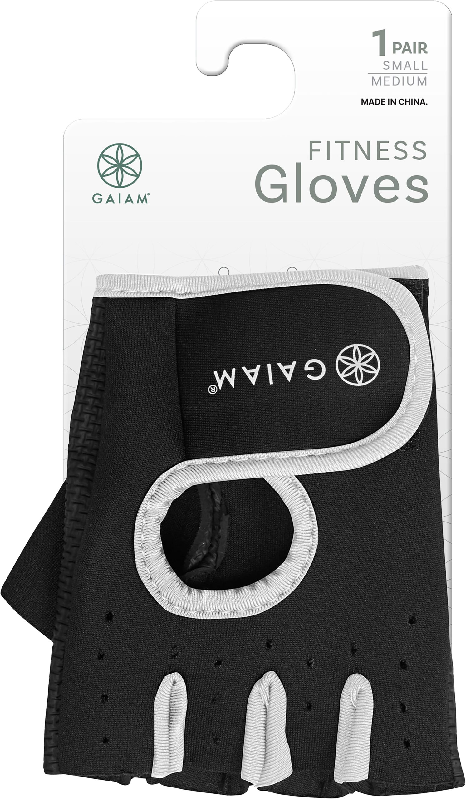 כפפות כושר שחור/לבן (מגוון מידות) Gaiam Fitness Gloves – תמונה 6