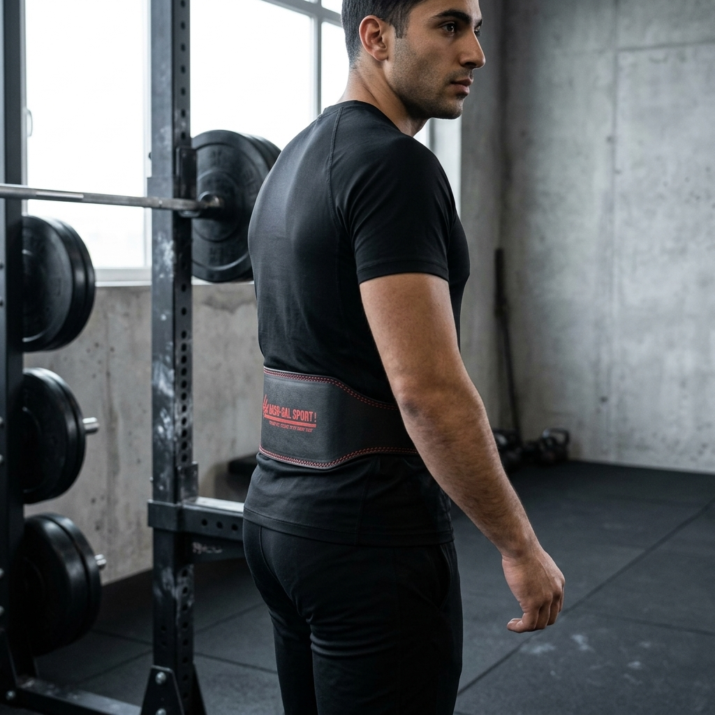 חגורת עור להרמת משקולות Leather weightlifting belt – תמונה 3